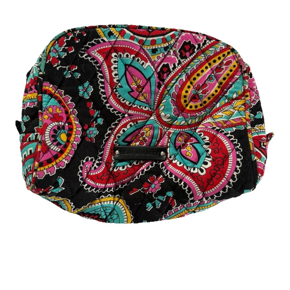 Vera Bradley Small Cosmetic Bag Retired Parisian Paisley Quilted Plastic Lined